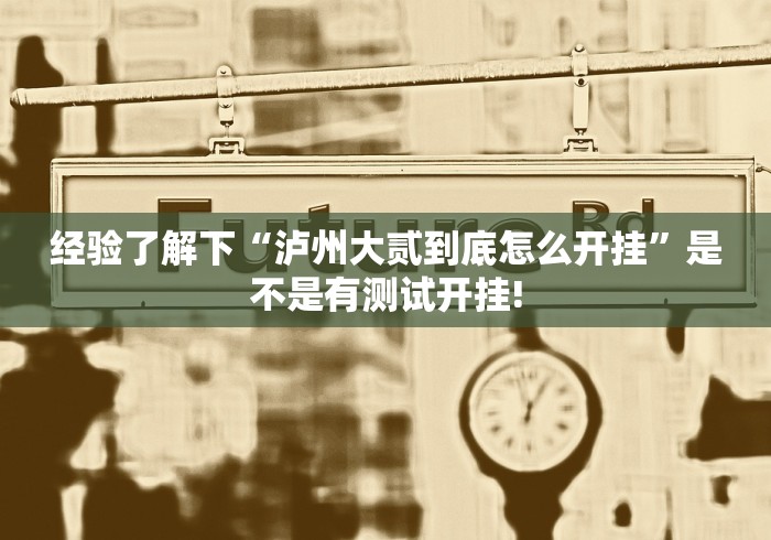 经验了解下“泸州大贰到底怎么开挂”是不是有测试开挂!