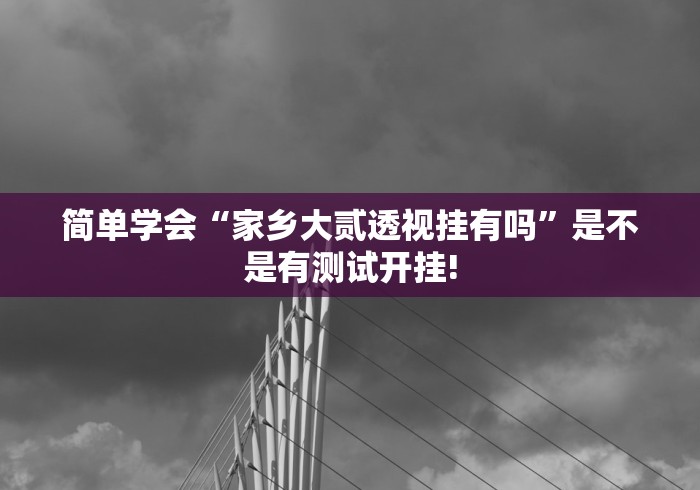 简单学会“家乡大贰透视挂有吗”是不是有测试开挂!
